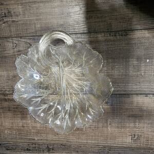 Vintage Glass Divided leaf shaped divided dish T